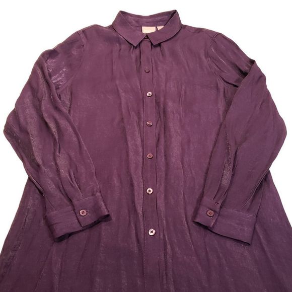 Chico's Long Sleeve Button Down Shirt Women's Size 0 / Conventional Size XS - Picture 2 of 8